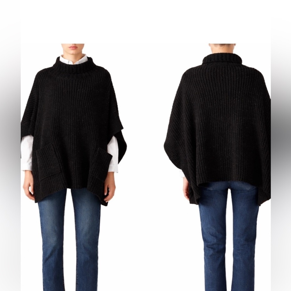 Rebecca Minkoff Ribbed Black Knit Poncho NWT OS